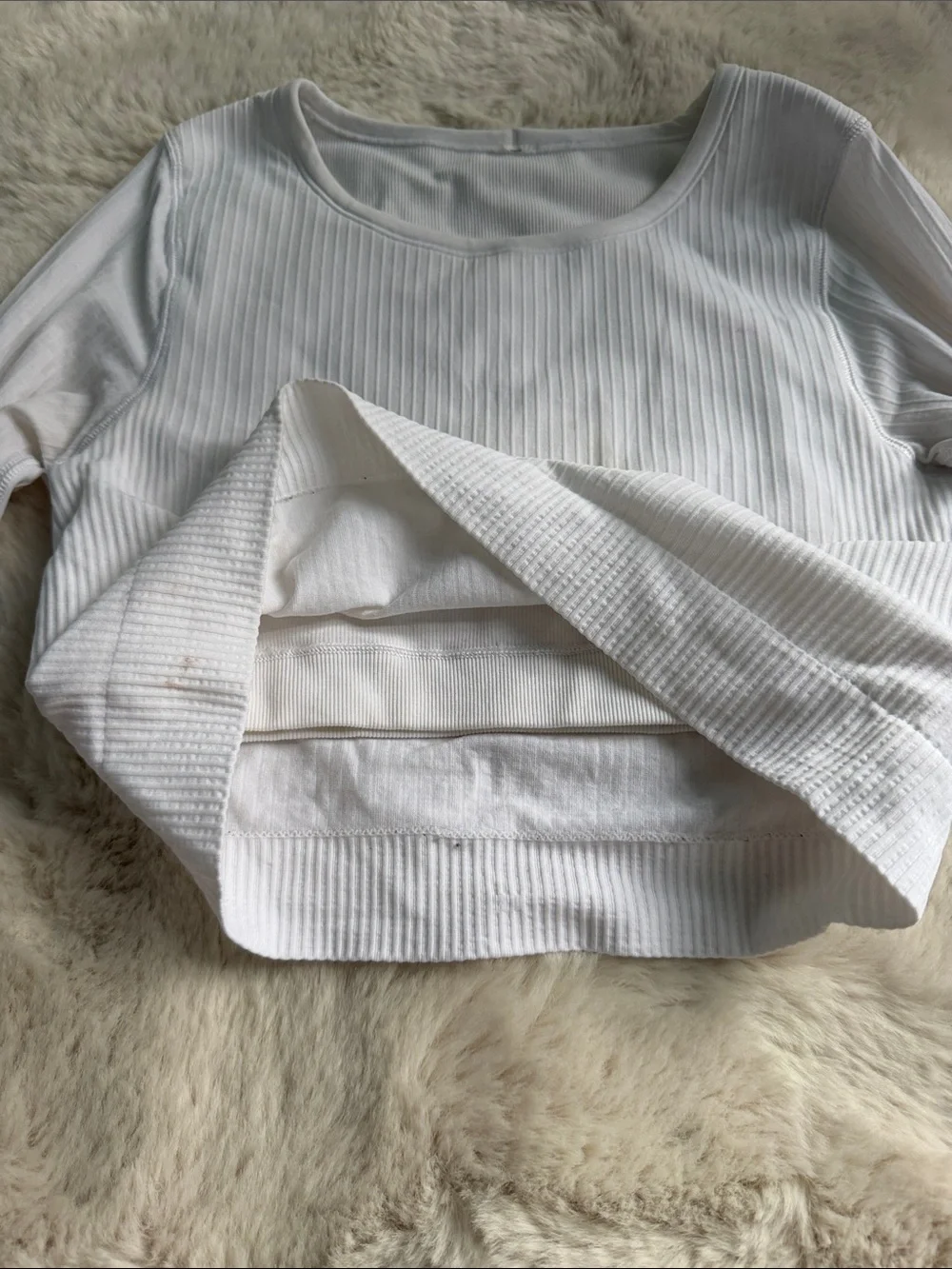 lululemon athletica White Ribbed Long-Sleeve Crop Top